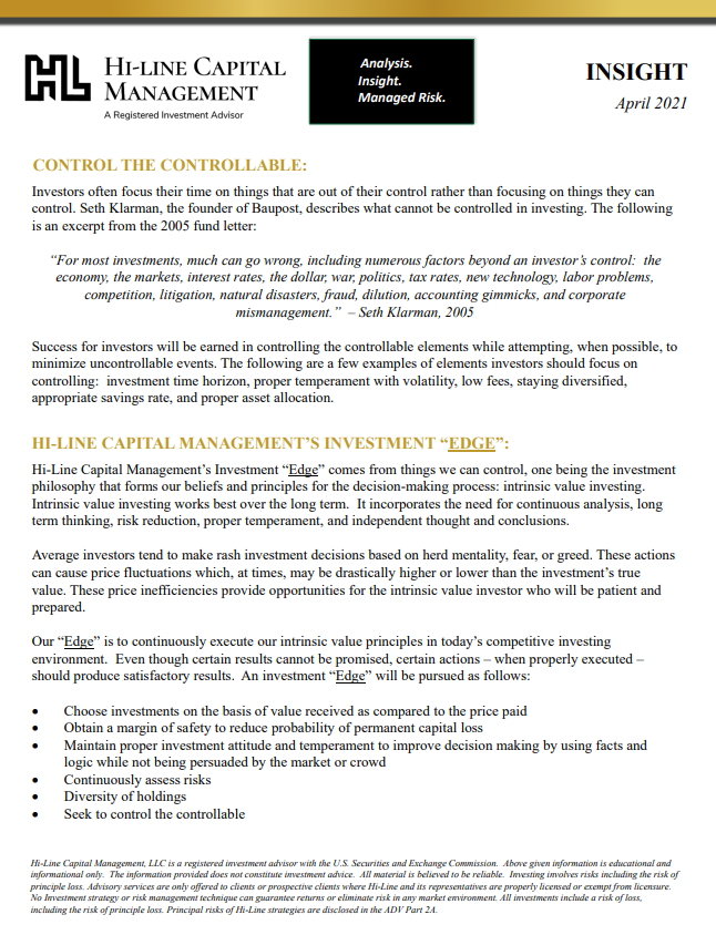 Hi Line Capital, investment management services, institutional asset management, hospital financial management, RIA inve