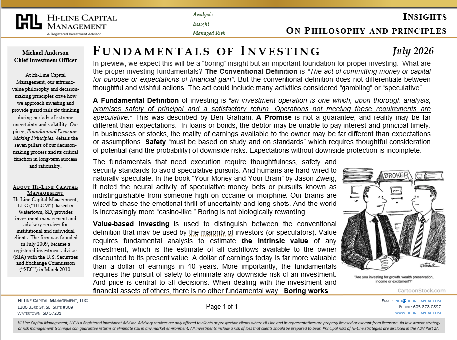 Hi Line Capital, investment management services, institutional asset management, hospital financial management, RIA inve