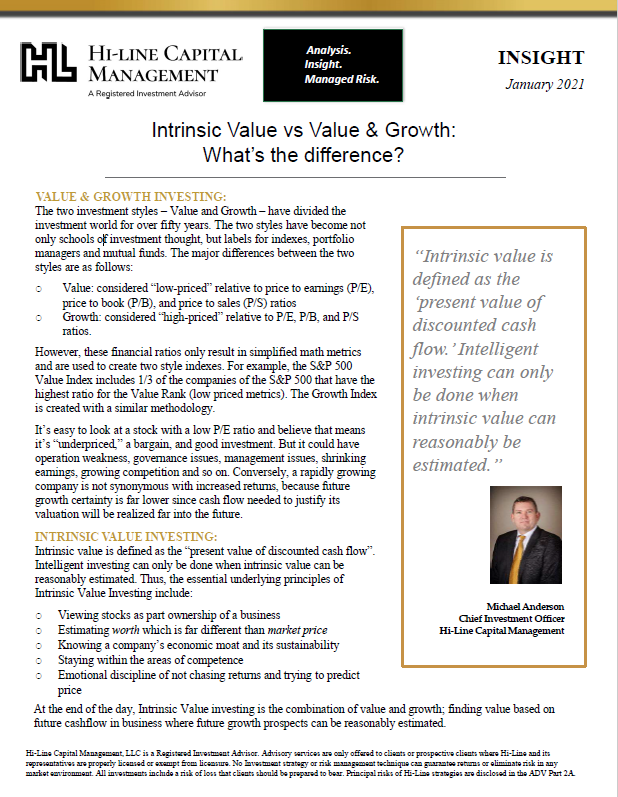 Hi Line Capital, investment management services, institutional asset management, hospital financial management, RIA inve